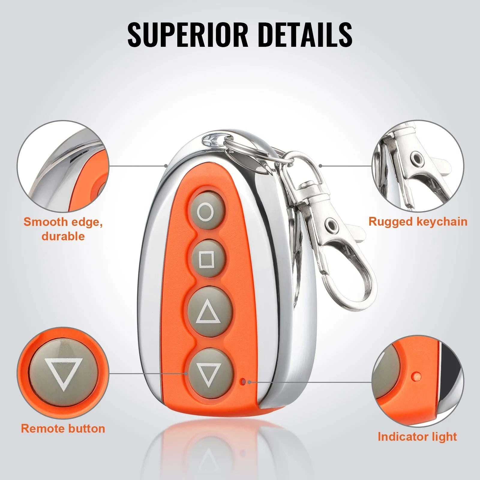 433MHz Sliding Gate Remote with 4 Buttons & 131ft Range-Orange / United States
