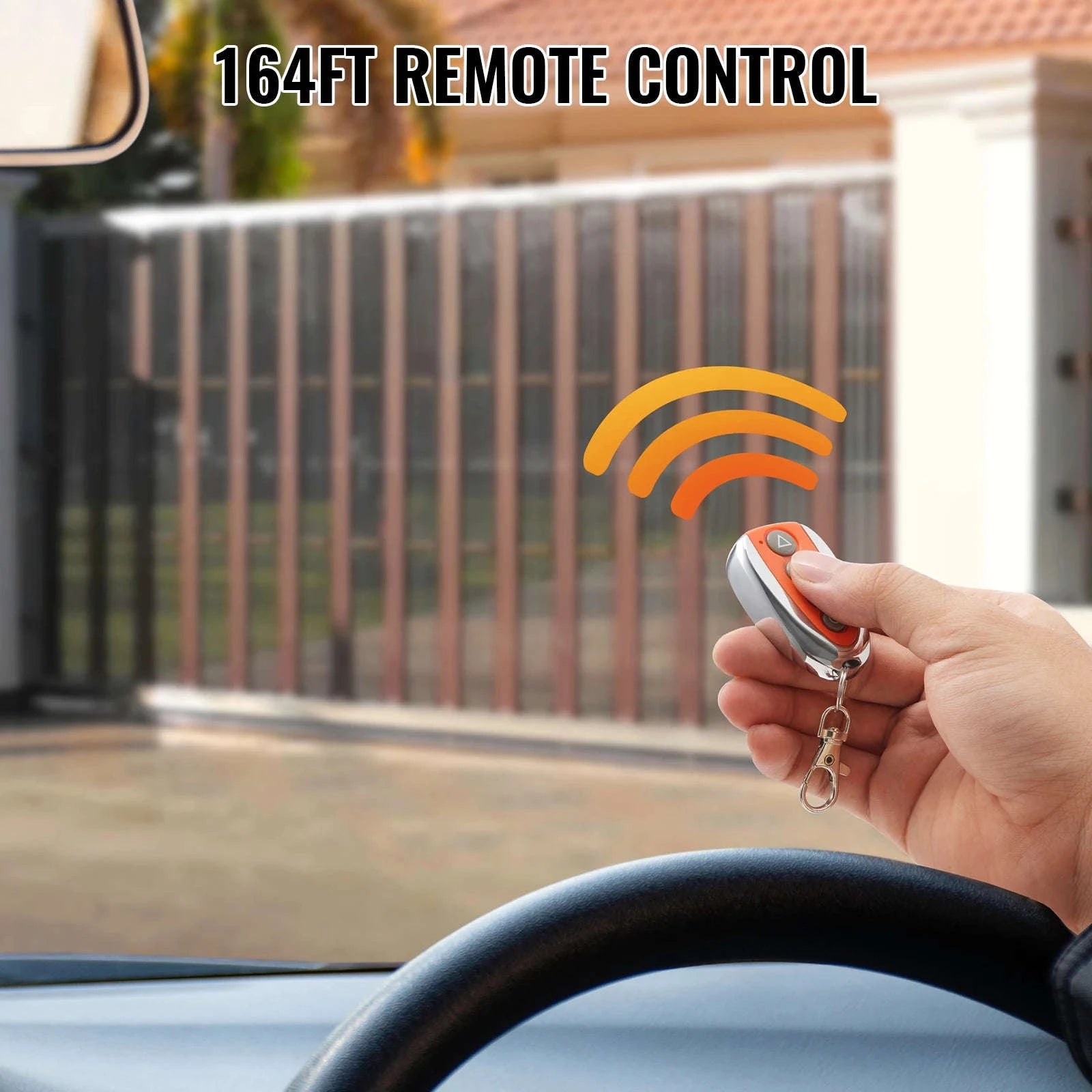 433MHz Sliding Gate Remote with 4 Buttons & 131ft Range-Orange / United States