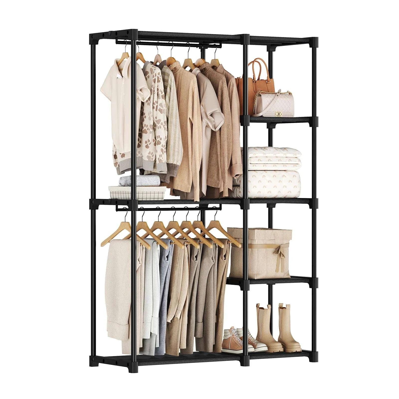 44–49in Entryway Wardrobe Closet with Hanging Rod and Shoe Storage-49IN / United States
