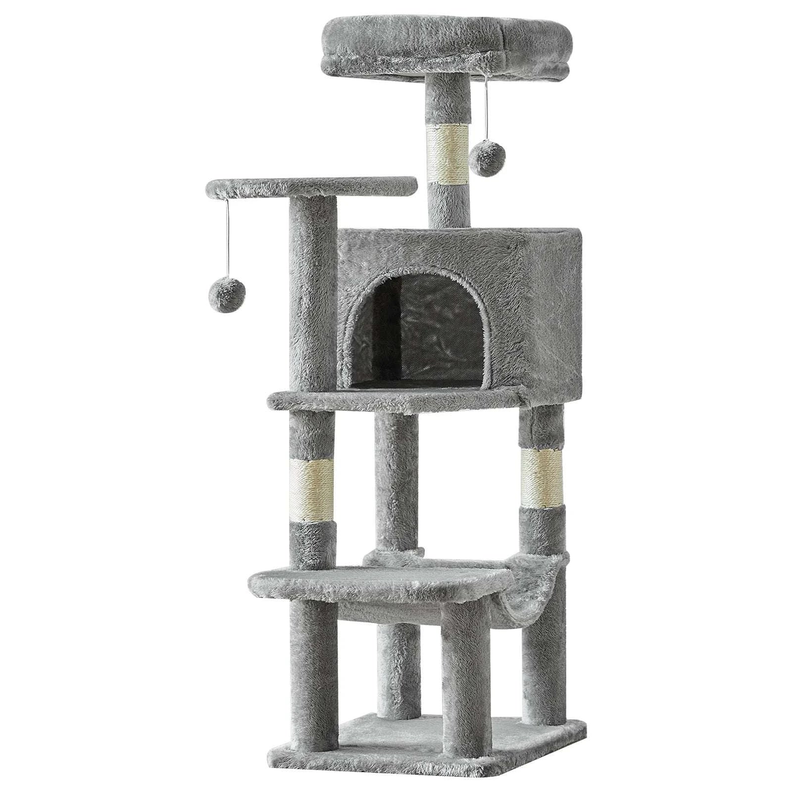 44" Multi-Level Cat Tree with Condo, Hammock & Sisal Scratching Posts-Red / United States