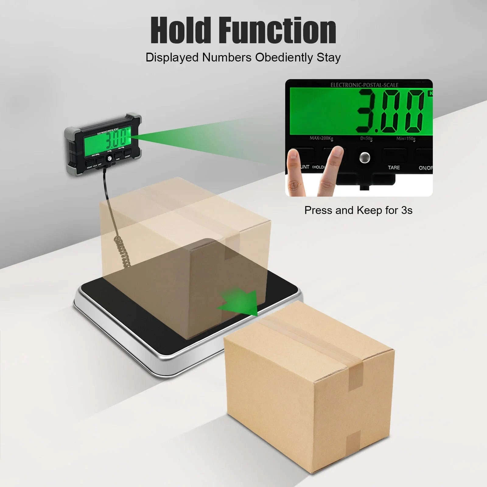 440 lb Heavy Duty Postal Package Scale with LCD Display-United States / black