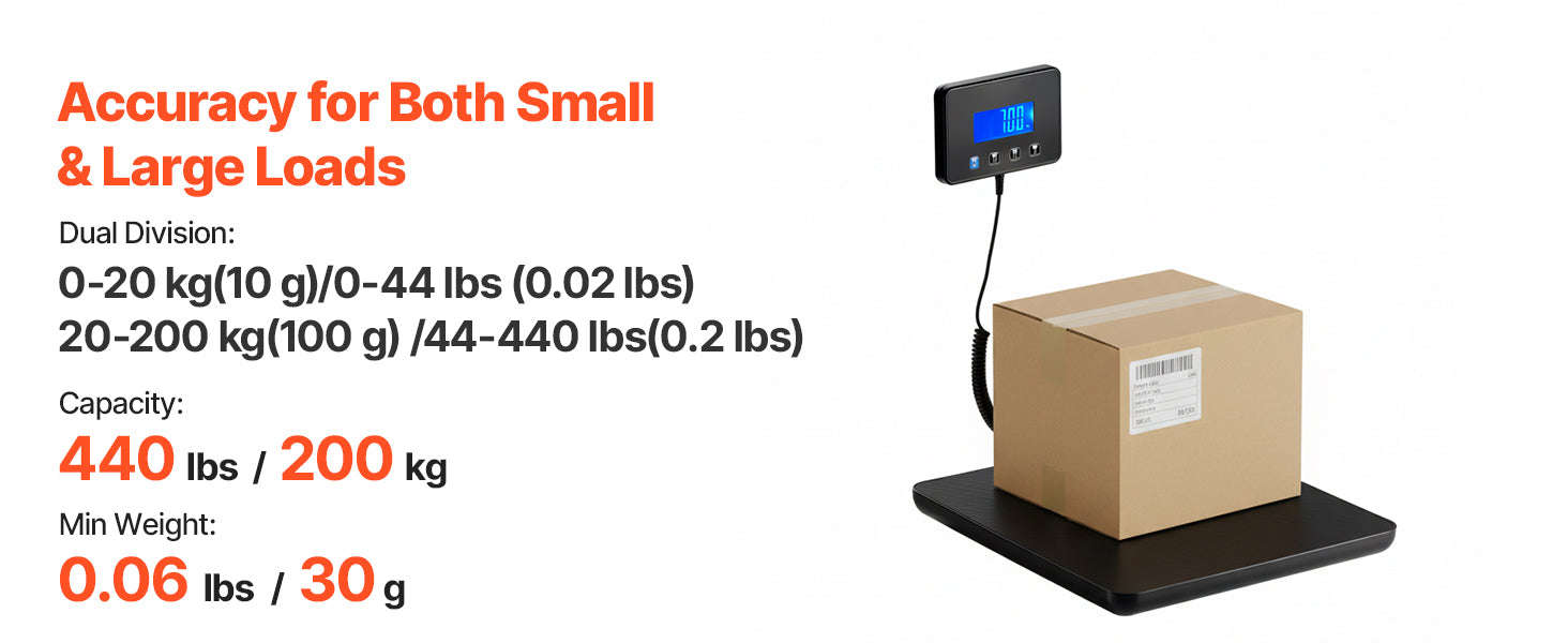440 lbs Digital Postal Scale with Hold and Tare Function-440LBS / United States
