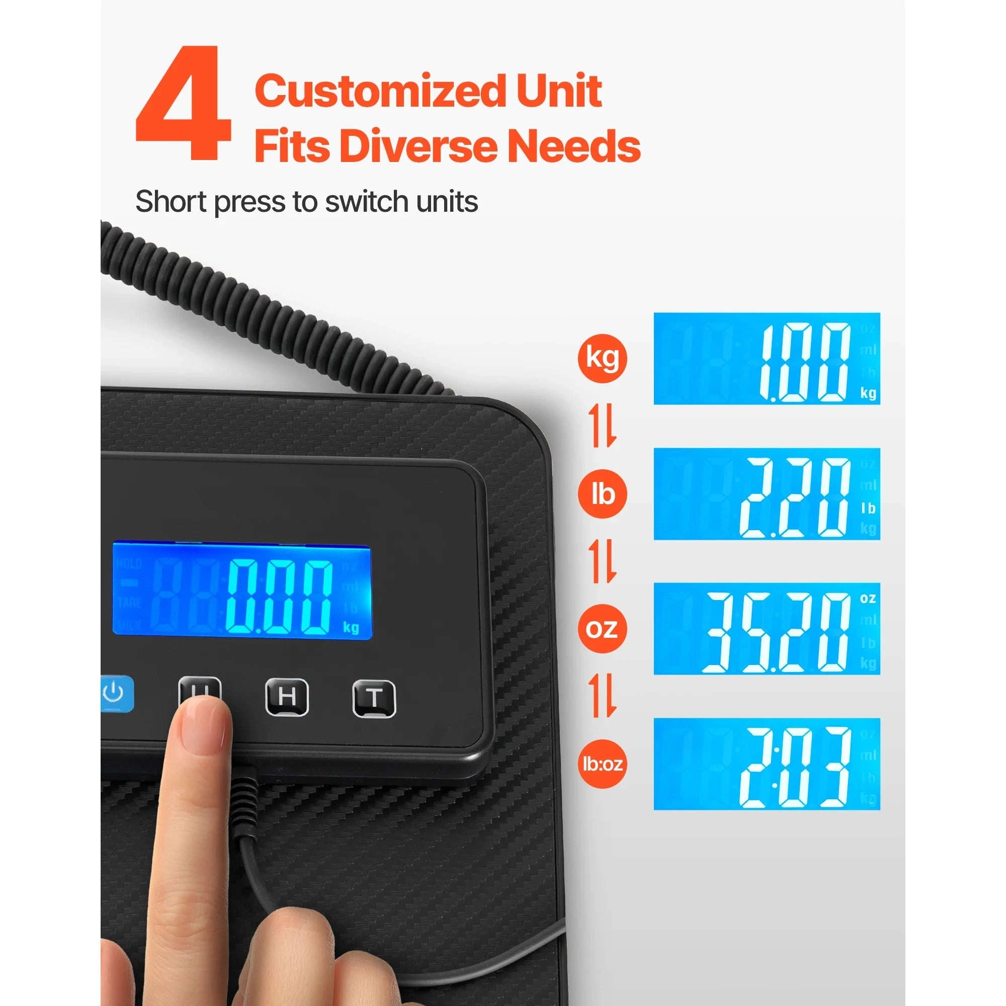 440 lbs Digital Postal Scale with Hold and Tare Function-440LBS / United States