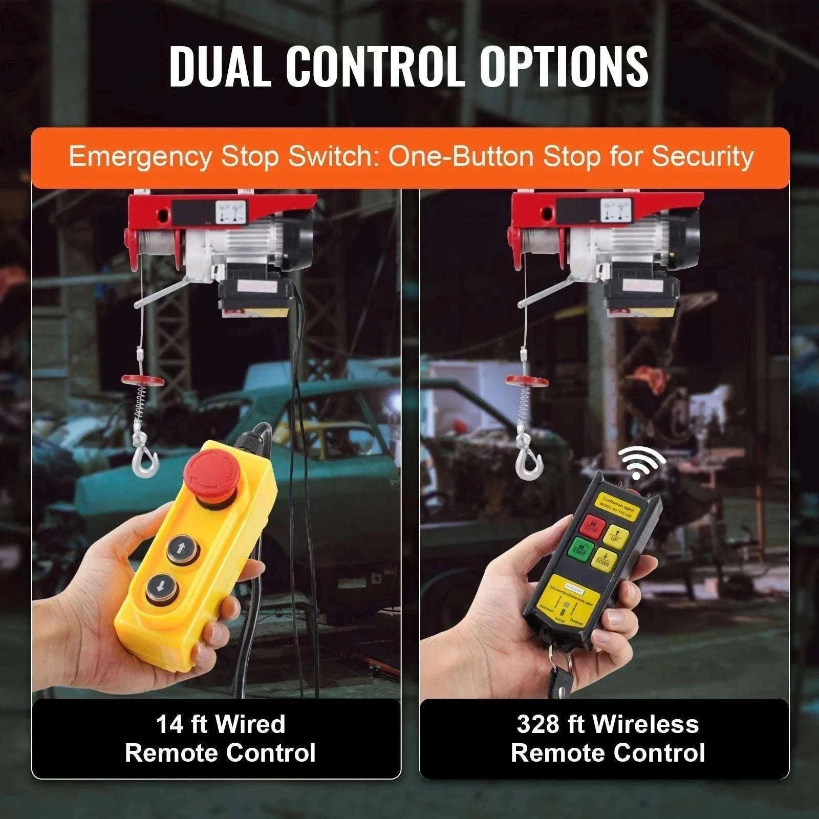 440lb Wireless Electric Hoist with Remote, 40ft/20ft Lift System-440lbs / GERMANY