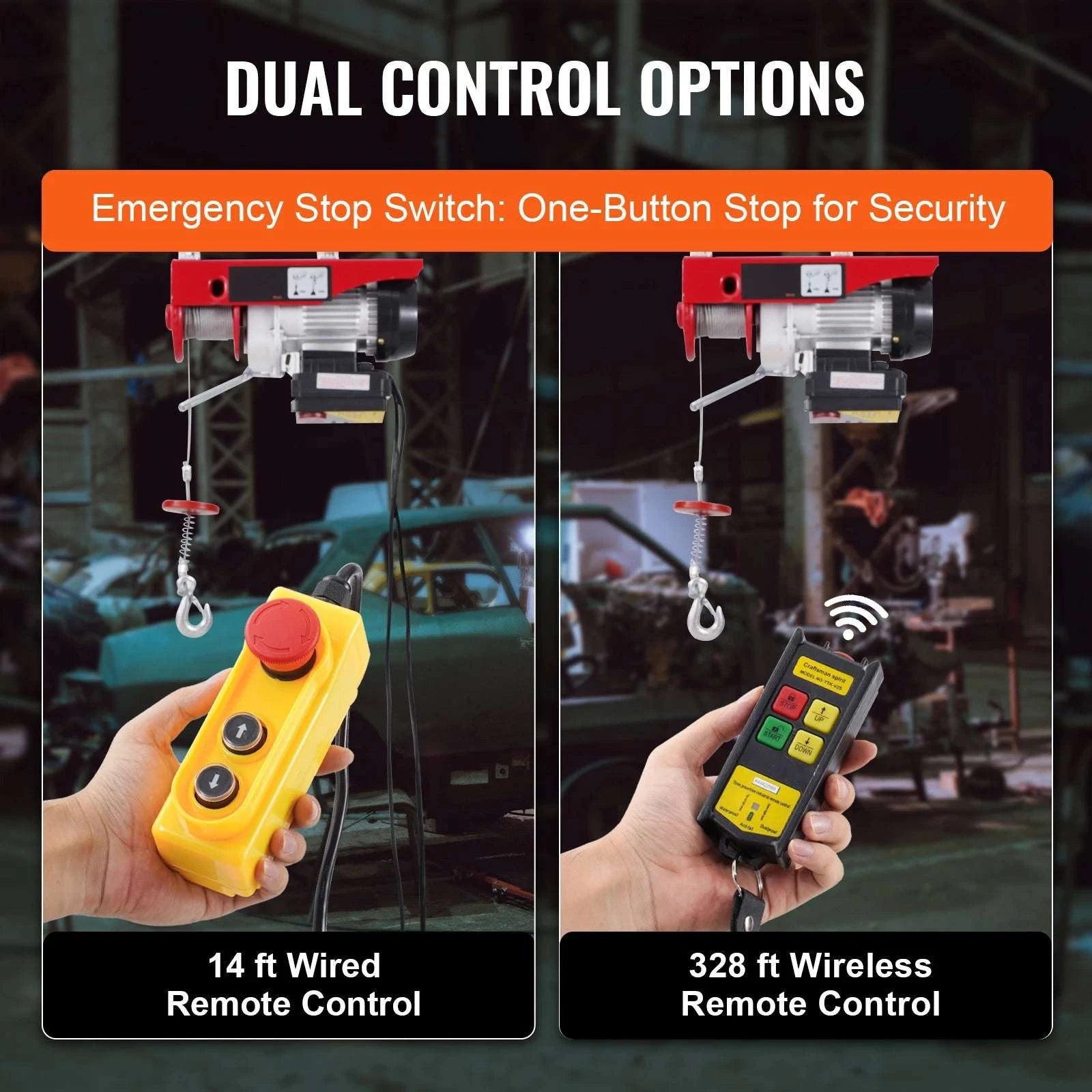 440lb Wireless Electric Hoist with Remote, 40ft/20ft Lift System-440lbs / GERMANY