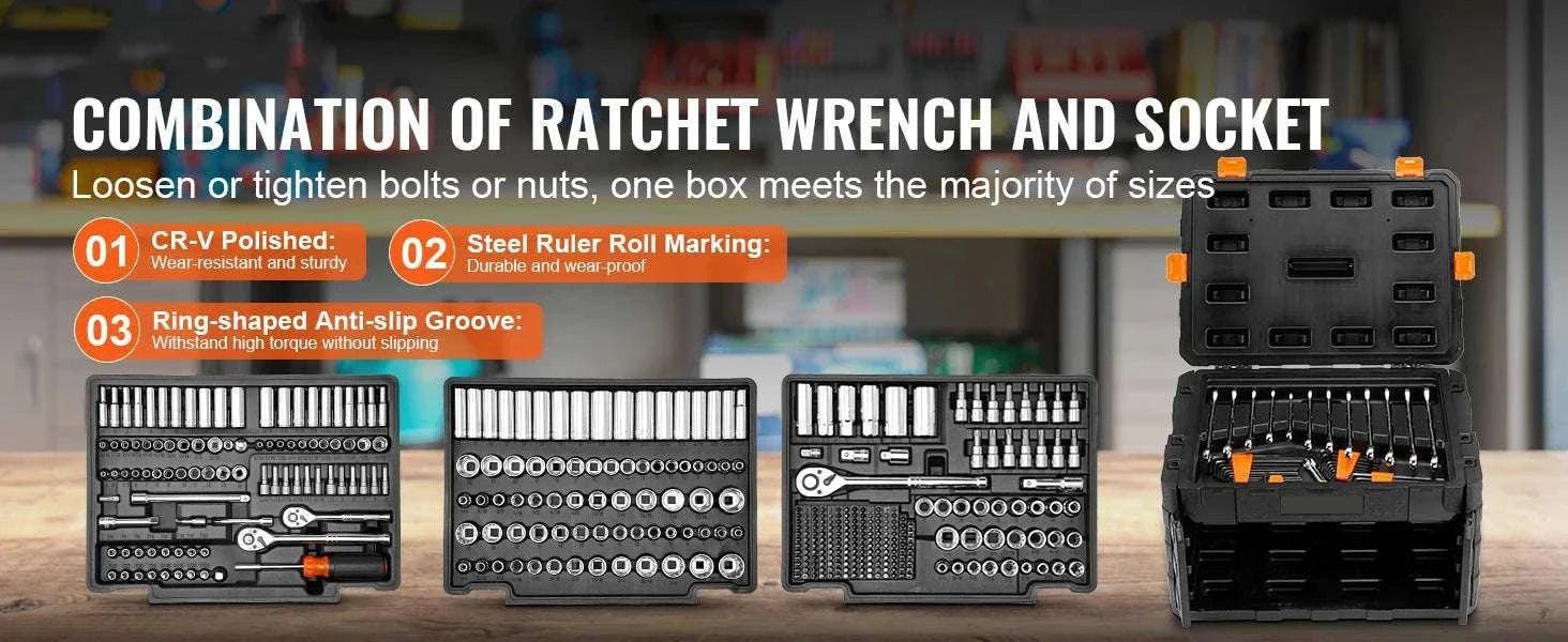 450-Piece Mechanics Tool Set SAE & Metric with Storage Case-450PCs / United States