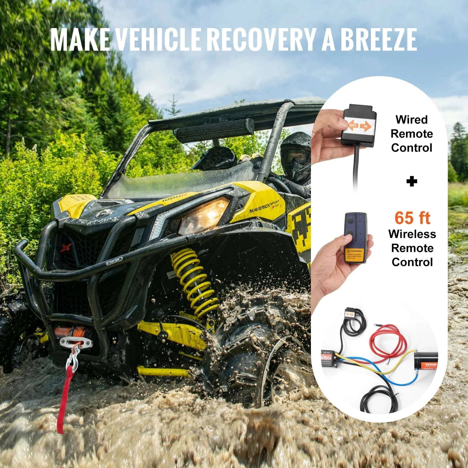 4500 lb 12V ATV/UTV Electric Winch with Wireless Remote & Rope-4500lbs / United States