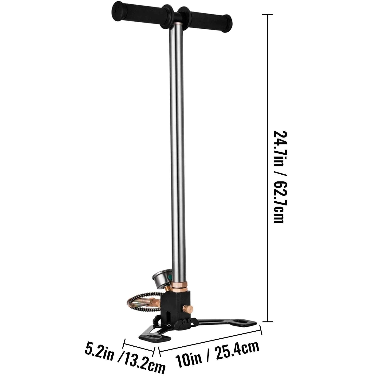 4500 PSI 3-Stage PCP Hand Pump with Gauge for Air Guns & Tires-4500 PSI Silver / United States / US