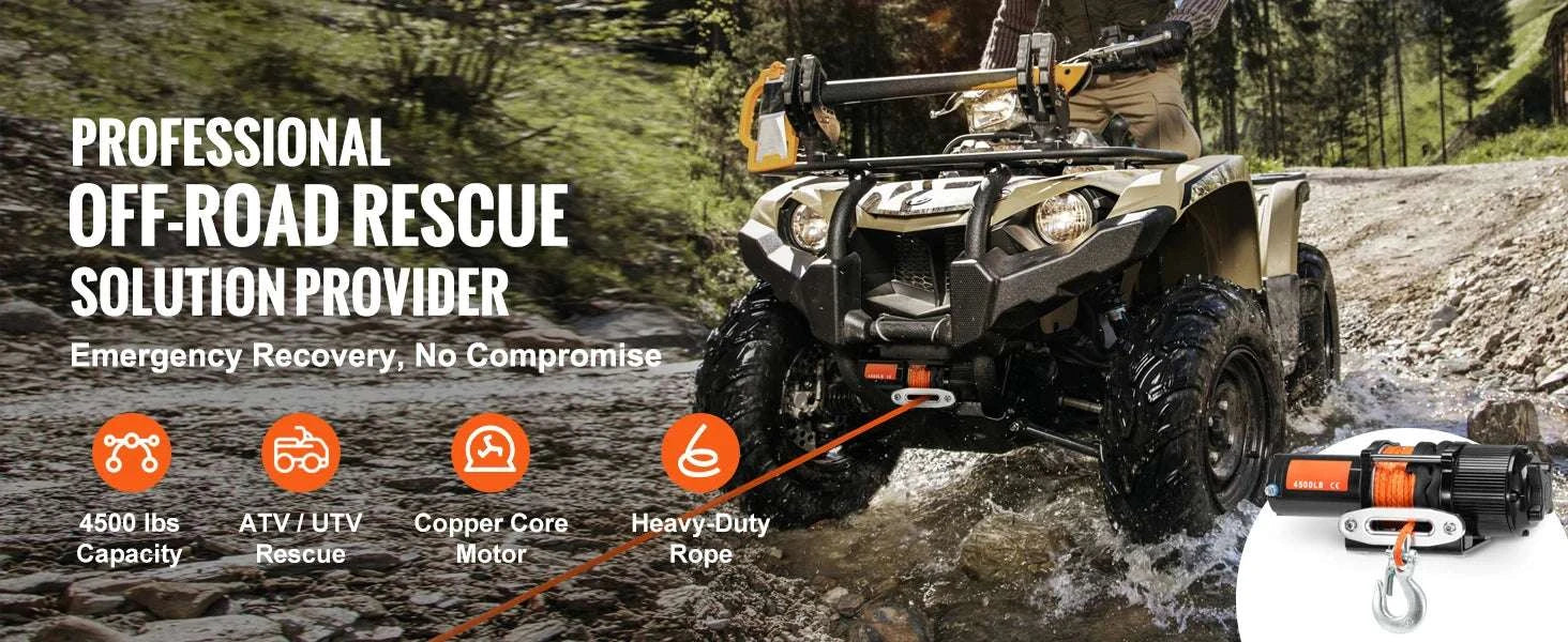 4500lb ATV Electric Winch 12V with Wireless Remote & 39ft Rope-4500lbs / Poland