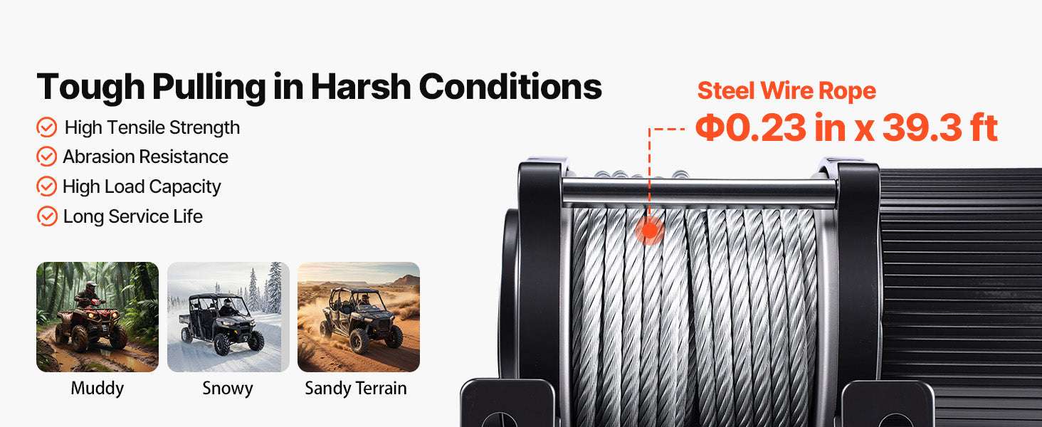 4500LBS 12V ATV/UTV Electric Winch with Steel Cable & Remote Control-4500LBS / United States