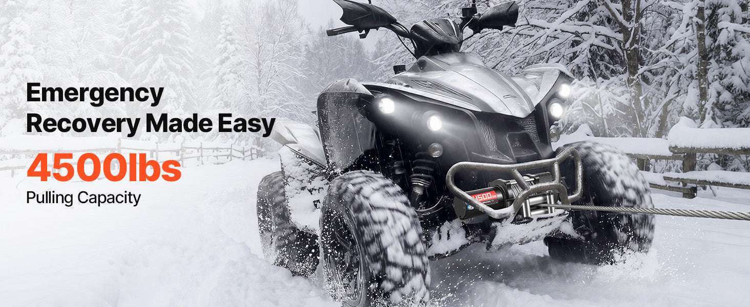 4500LBS 12V ATV/UTV Electric Winch with Steel Cable & Remote Control-4500LBS / United States
