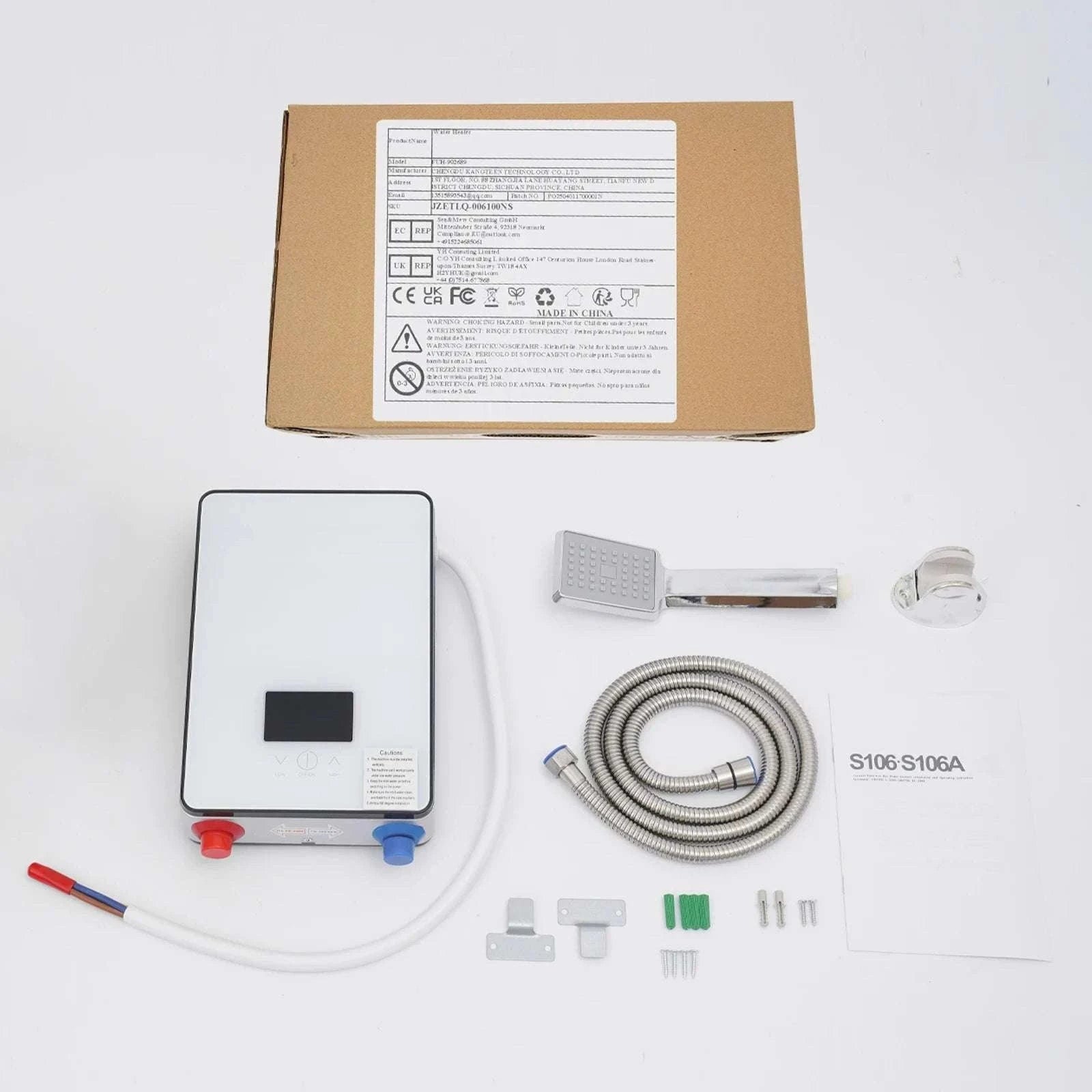 4500W Instant Electric Water Heater with LED Touch & Shower Kit-white / United States