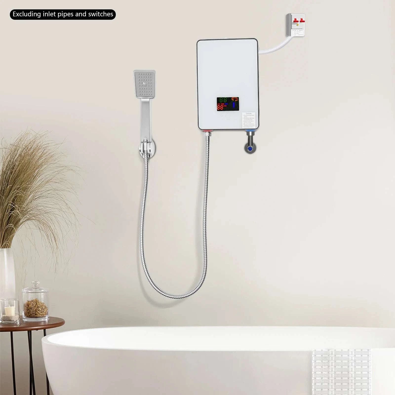 4500W Instant Electric Water Heater with LED Touch & Shower Kit-white / United States