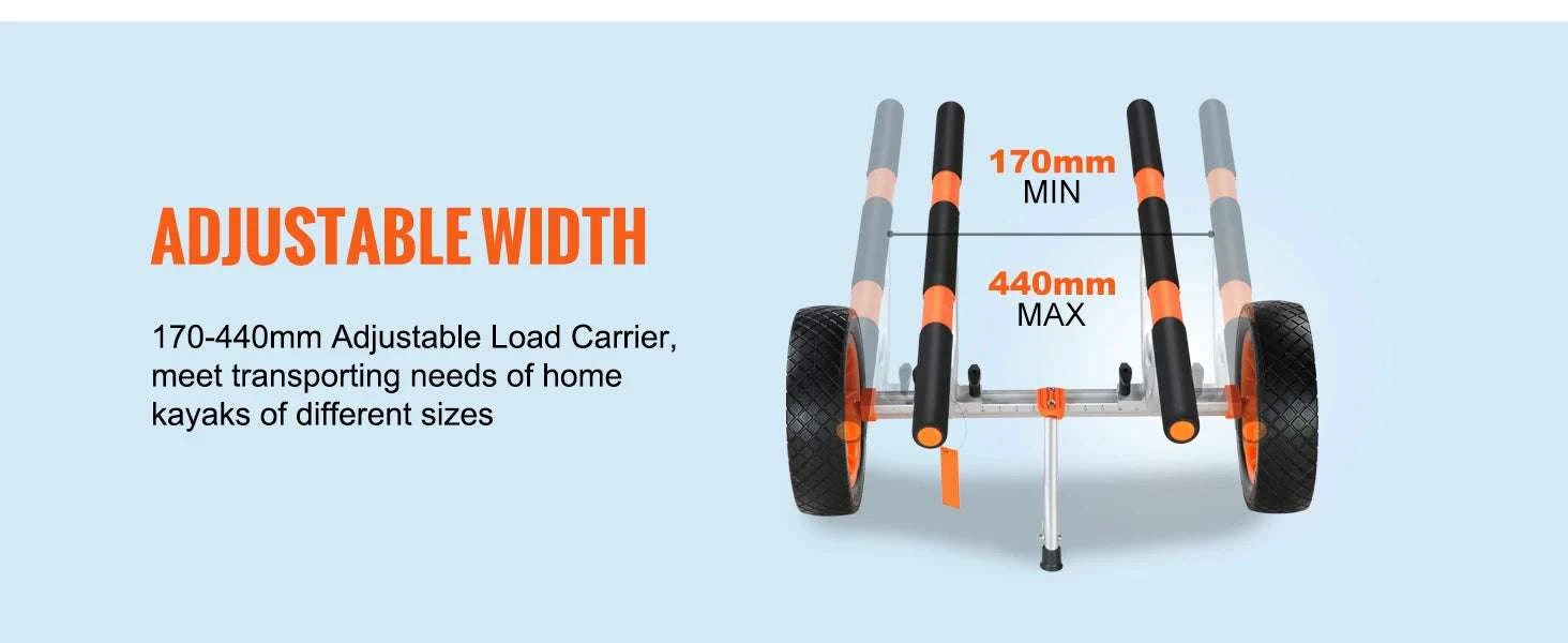 450lbs Kayak Cart with 12'' Solid Tires & Adjustable Width-GERMANY