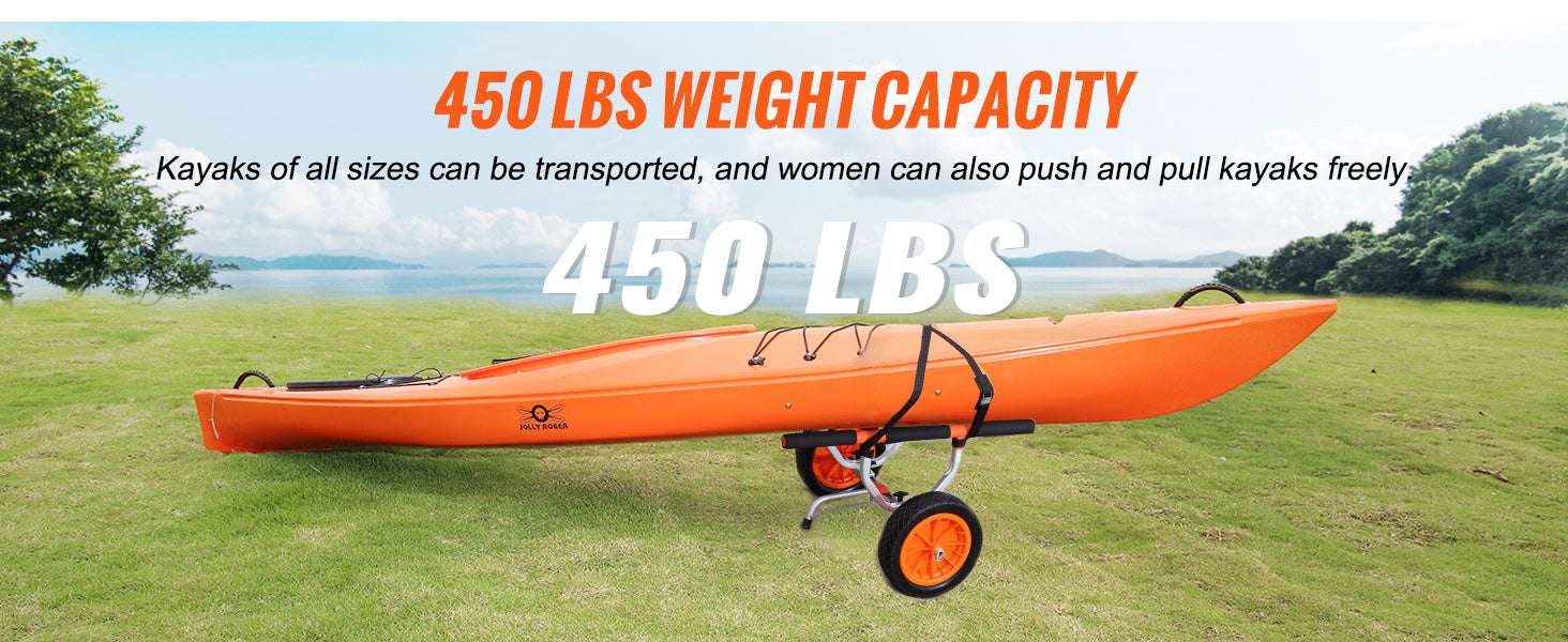 450lbs Kayak Cart with 12'' Solid Tires & Adjustable Width-GERMANY