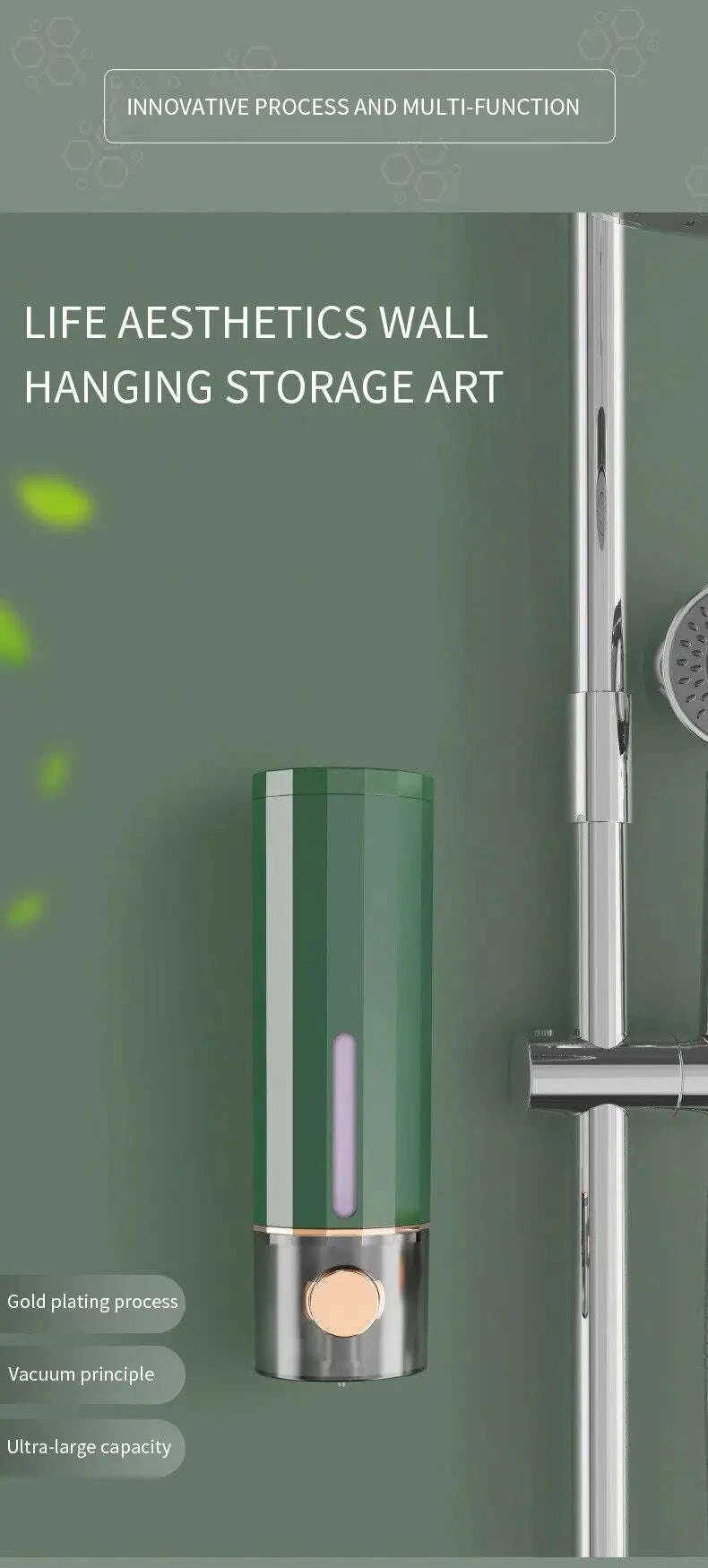 450ml Wall Mounted Soap Dispenser for Bathroom and Shower Use-Ivory