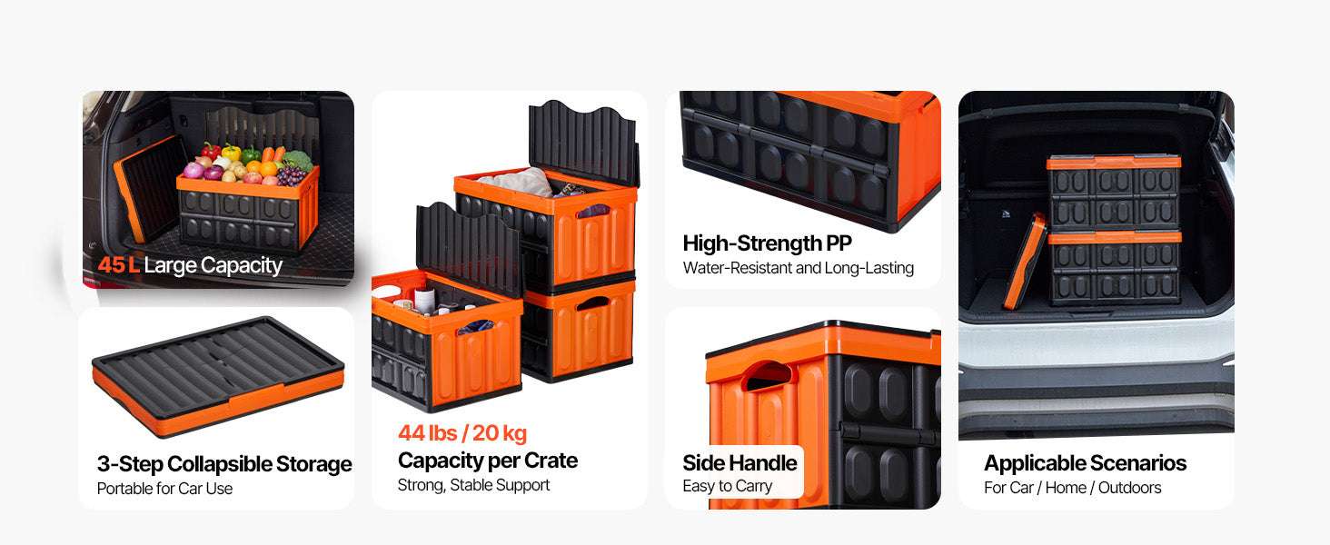 45L Collapsible Storage Bins (3 Pack) Stackable Crates with Lids-45L / United States