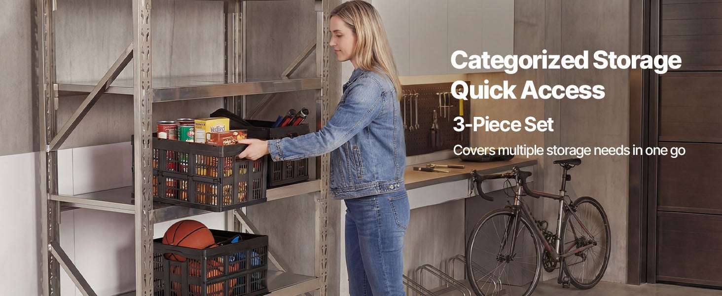45L Collapsible Storage Bins 3-Pack Stackable Folding Crates-45L / United States