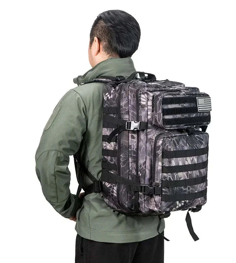 45L Tactical Backpack Large Capacity Outdoor Rucksack-Red Plaid / spain
