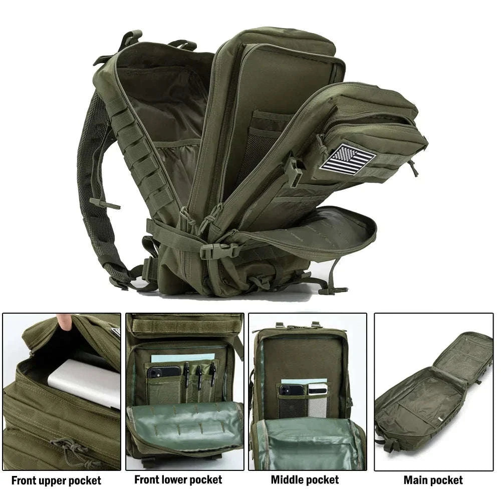 45L Tactical Backpack Large Capacity Outdoor Rucksack-Red Plaid / spain