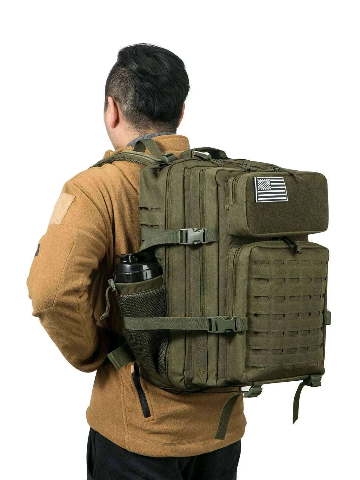 45L Tactical Backpack with Double Cup Holder-Khaki / United States