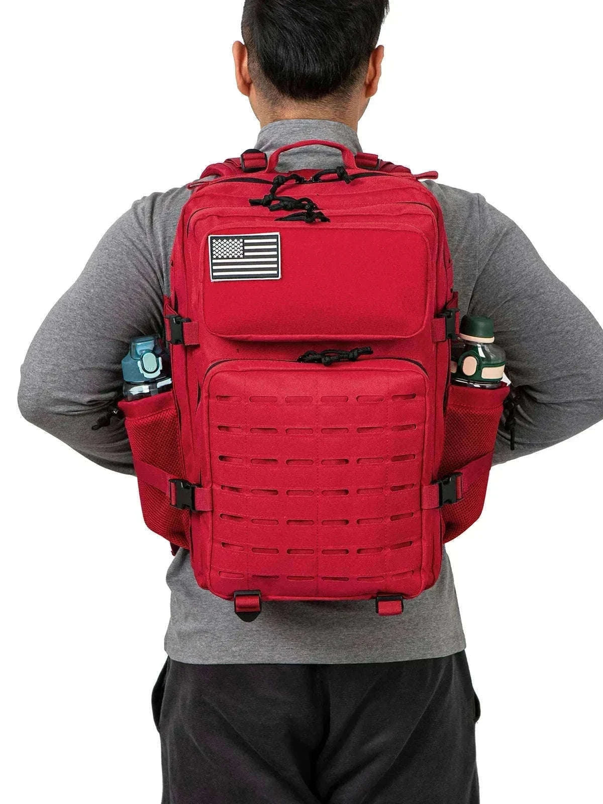 45L Tactical Backpack with Double Cup Holder-Khaki / United States
