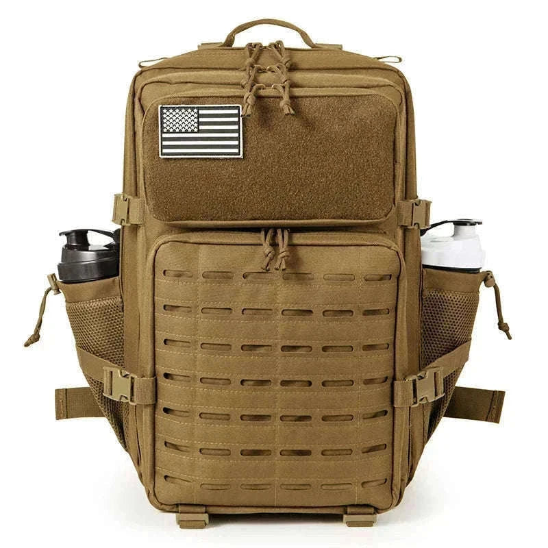 45L Tactical Backpack with Double Cup Holder-Khaki / United States