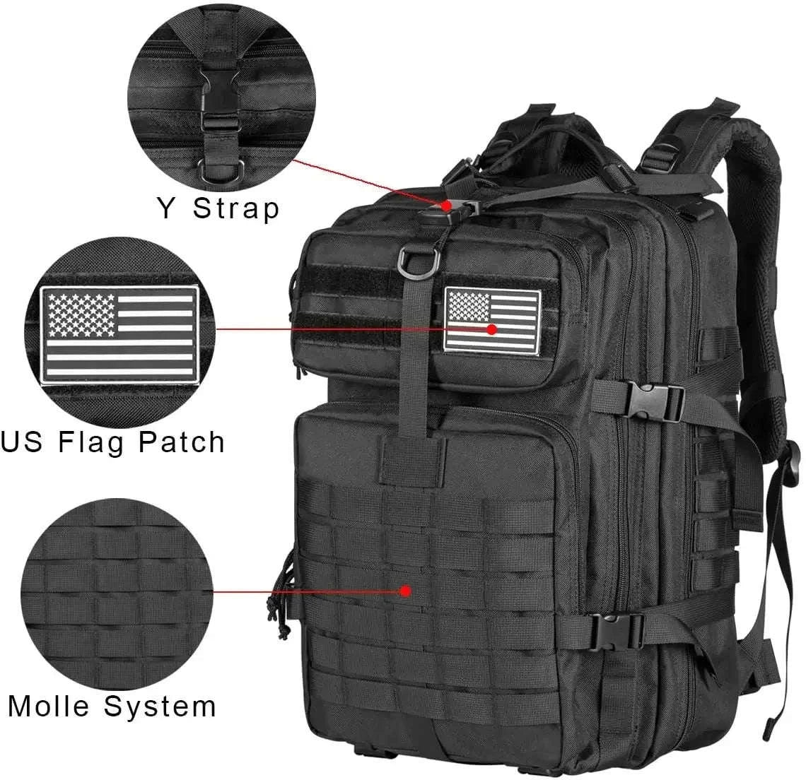 45L Tactical Backpack with Molle System-Khaki / United Kingdom