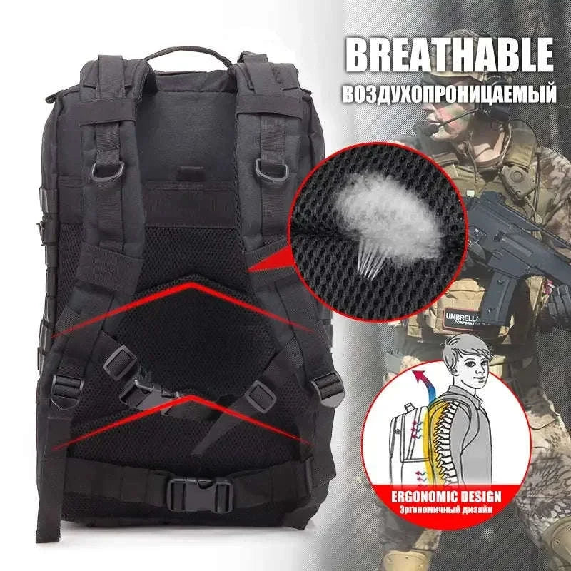 45L Tactical Backpack with Molle System-Khaki / United Kingdom