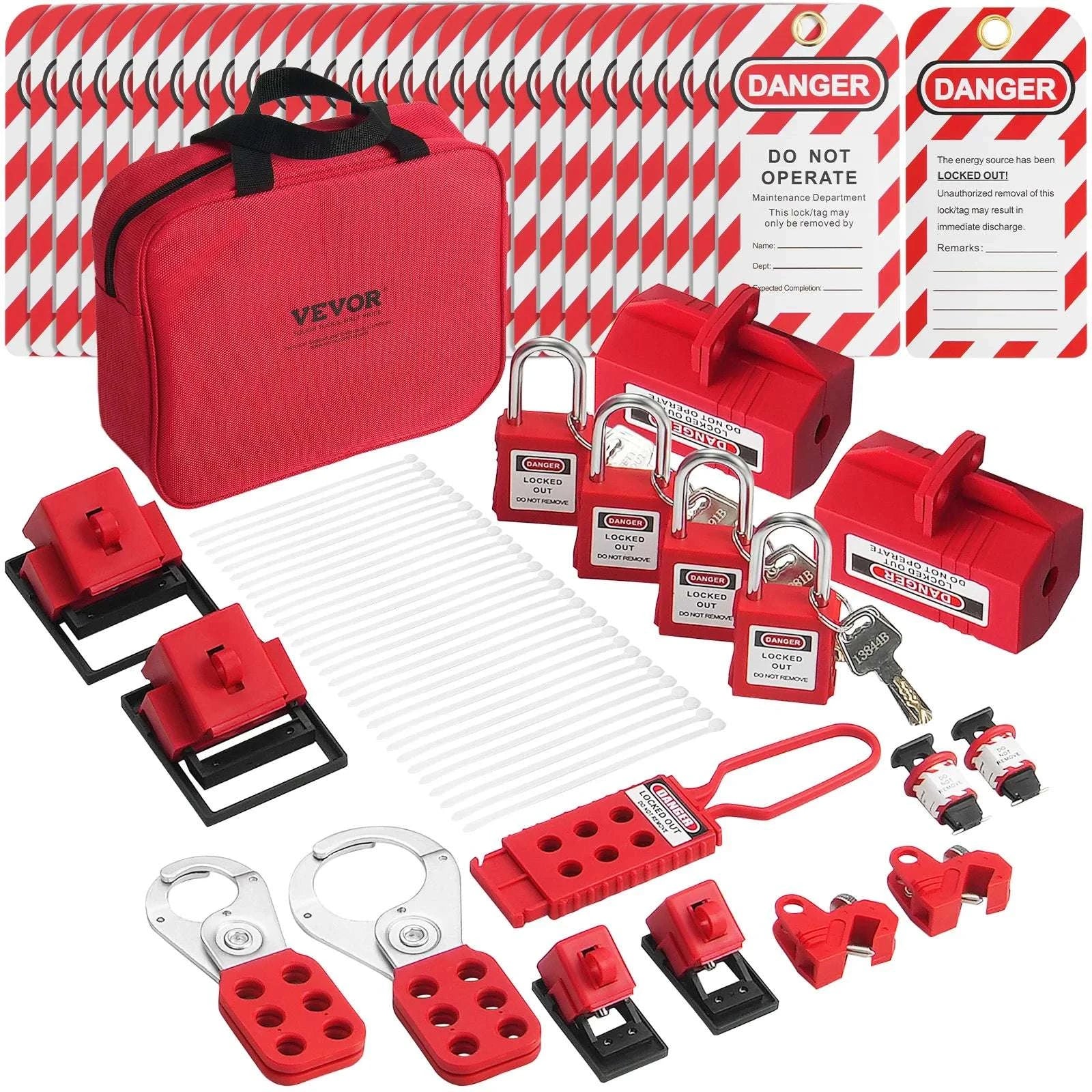 47-Piece Electrical Lockout Tagout Kit with Padlocks, Hasps & Tags-47pcs / United States