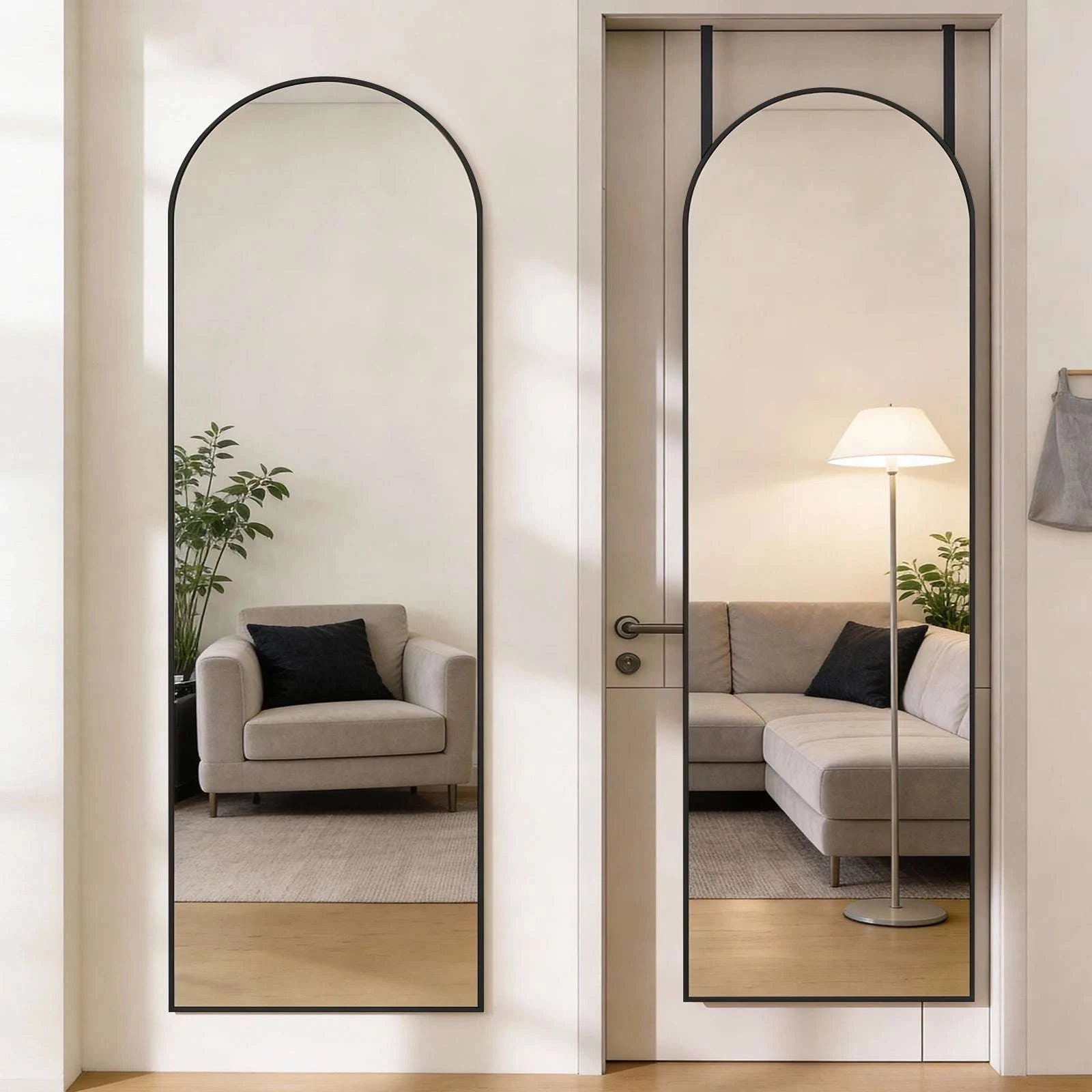 47x14 Full Length Wall Mirror with Aluminum Frame, Hang or Lean-Gold-rectangle / United States