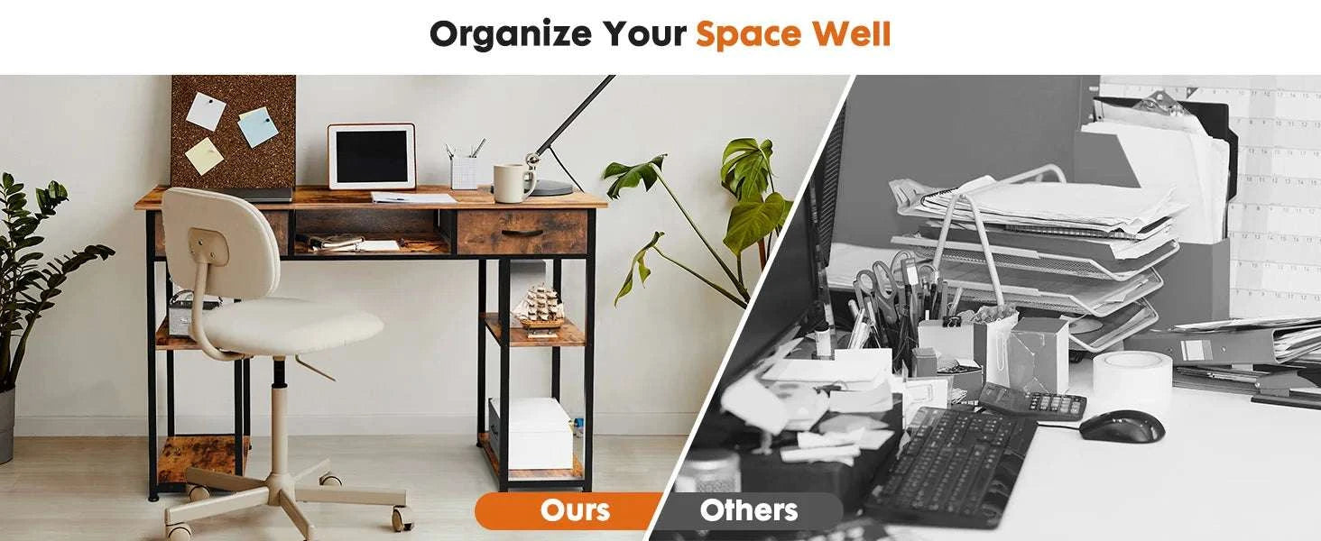 48 Inch Computer Desk with Drawers, Shelves & Keyboard Tray-black / United States