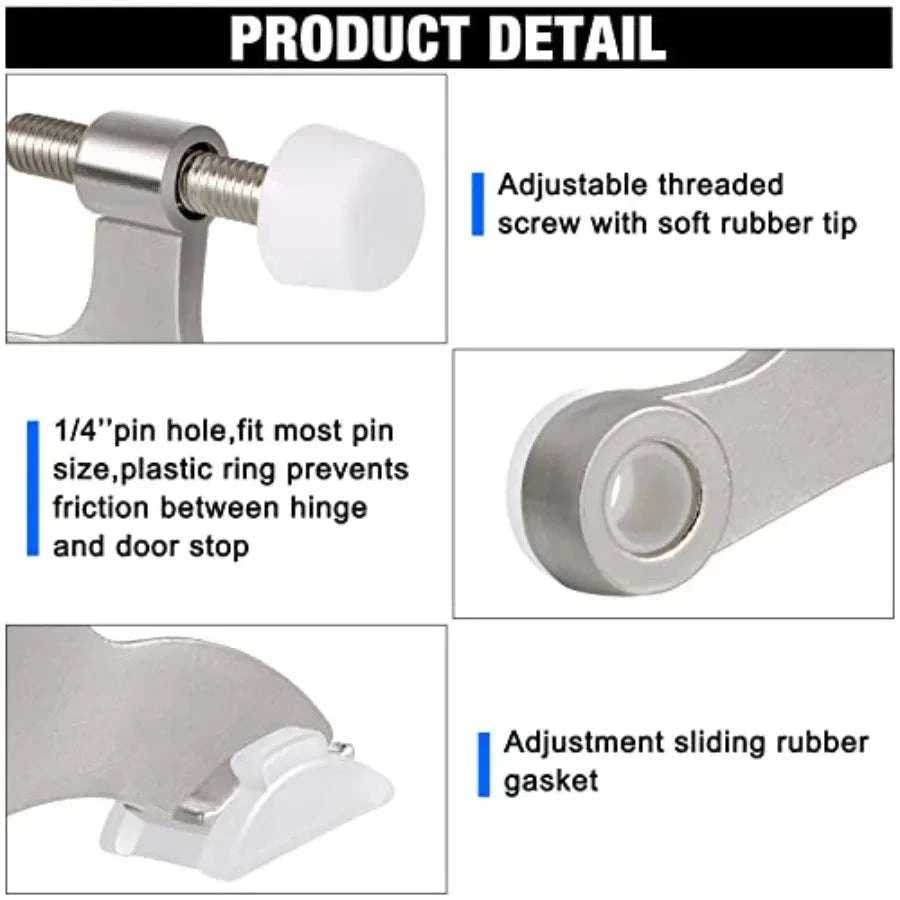 48-Pack Adjustable Hinge Pin Door Stops with Rubber Tips-United States / Black