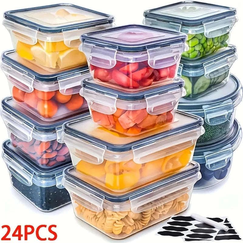 48-Piece Airtight Food Storage Container Set with Labels-United States / 48Pcs-B