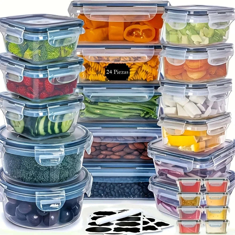 48-Piece Airtight Food Storage Container Set with Labels-United States / 48Pcs-B