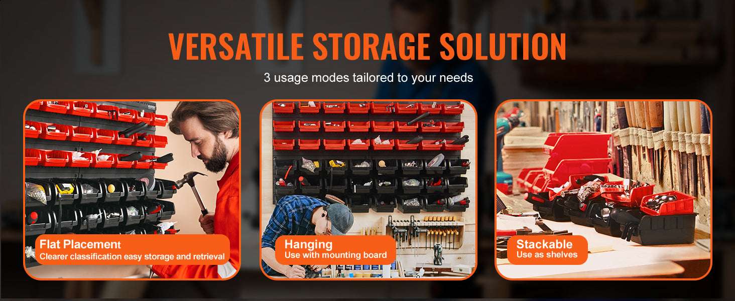 48-Piece Wall Mounted Storage Bins Organizer for Garage Tools-48pcs / United States