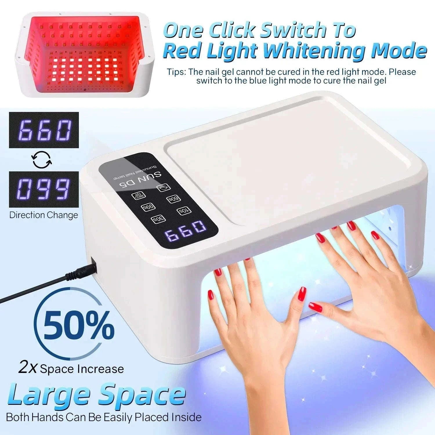 480W UV LED Nail Lamp with Large Space and Whitening Mode-SUN D5 / EU