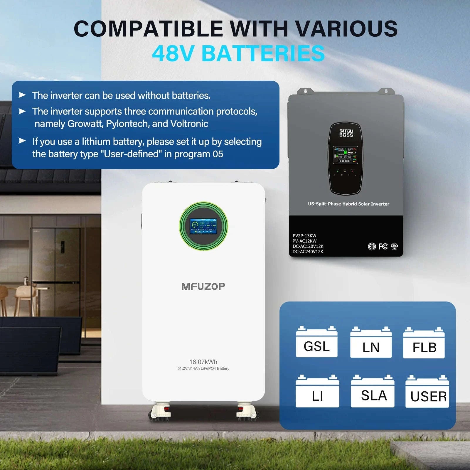 48V 6200W Hybrid Solar Inverter with MPPT Charger, Grid-Connected and Standalone Modes, Anti-Reverse Flow Mechanism-DT-4862S-48V-A-EU / 220-240V / Without Sensor|Poland