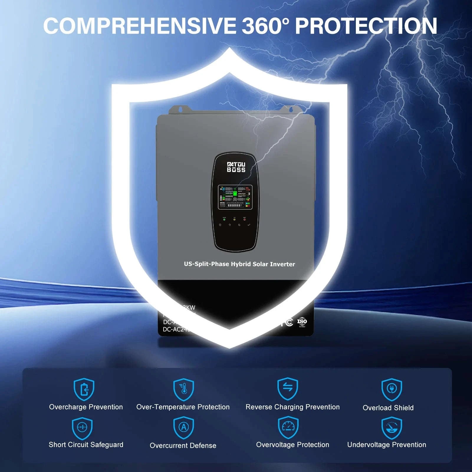 48V 6200W Hybrid Solar Inverter with MPPT Charger, Grid-Connected and Standalone Modes, Anti-Reverse Flow Mechanism-DT-4862S-48V-A-EU / 220-240V / Without Sensor|Poland