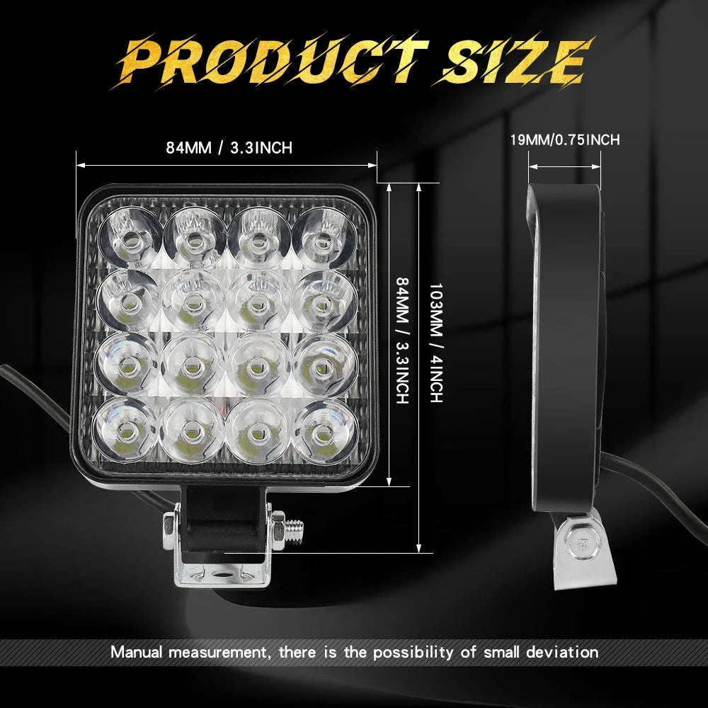 48W Mini LED Work Light Bar for Off-Road Vehicles, 12-24V-4PCS Strobe DRL