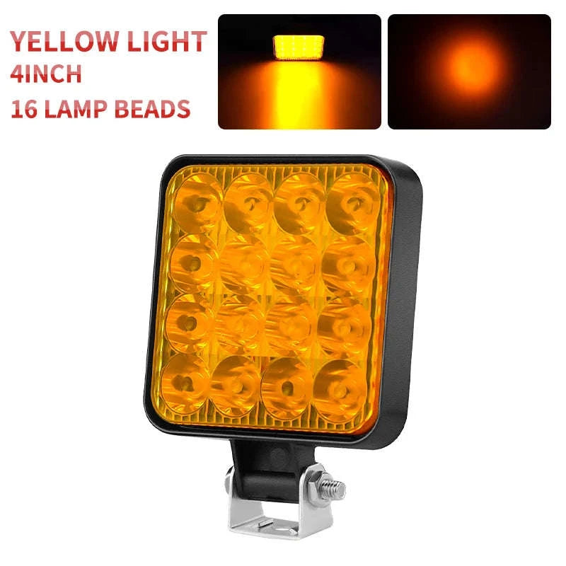 48W Mini LED Work Light Bar for Off-Road Vehicles, 12-24V-4PCS Strobe DRL