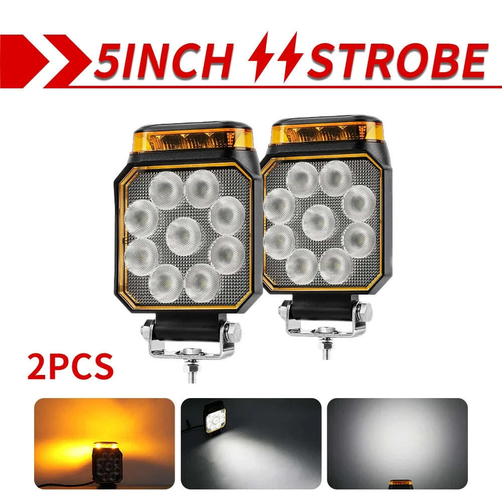 48W Mini LED Work Light Bar for Off-Road Vehicles, 12-24V-4PCS Strobe DRL