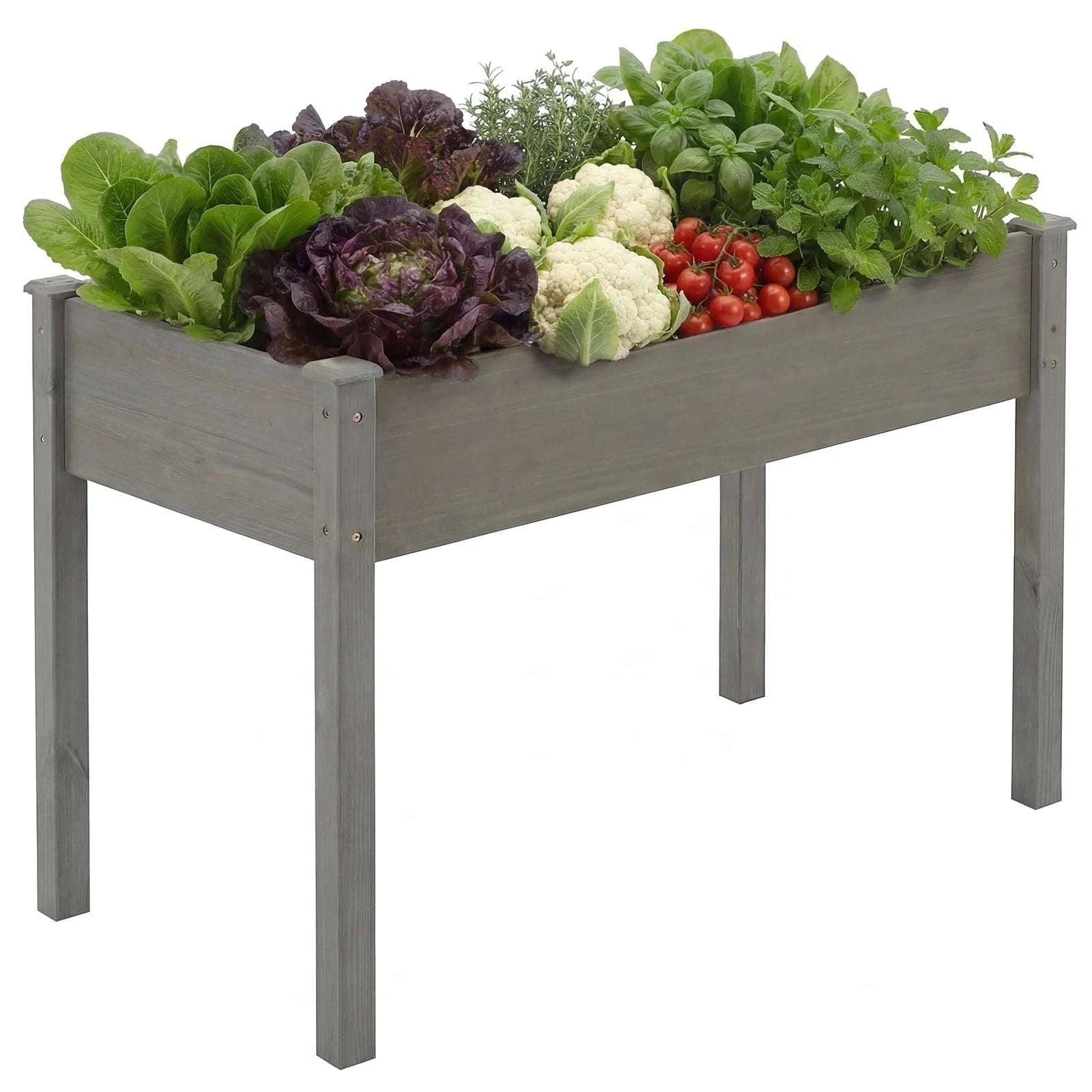 48x24x30in Elevated Wood Planter Box Raised Garden Bed-Brown / United States