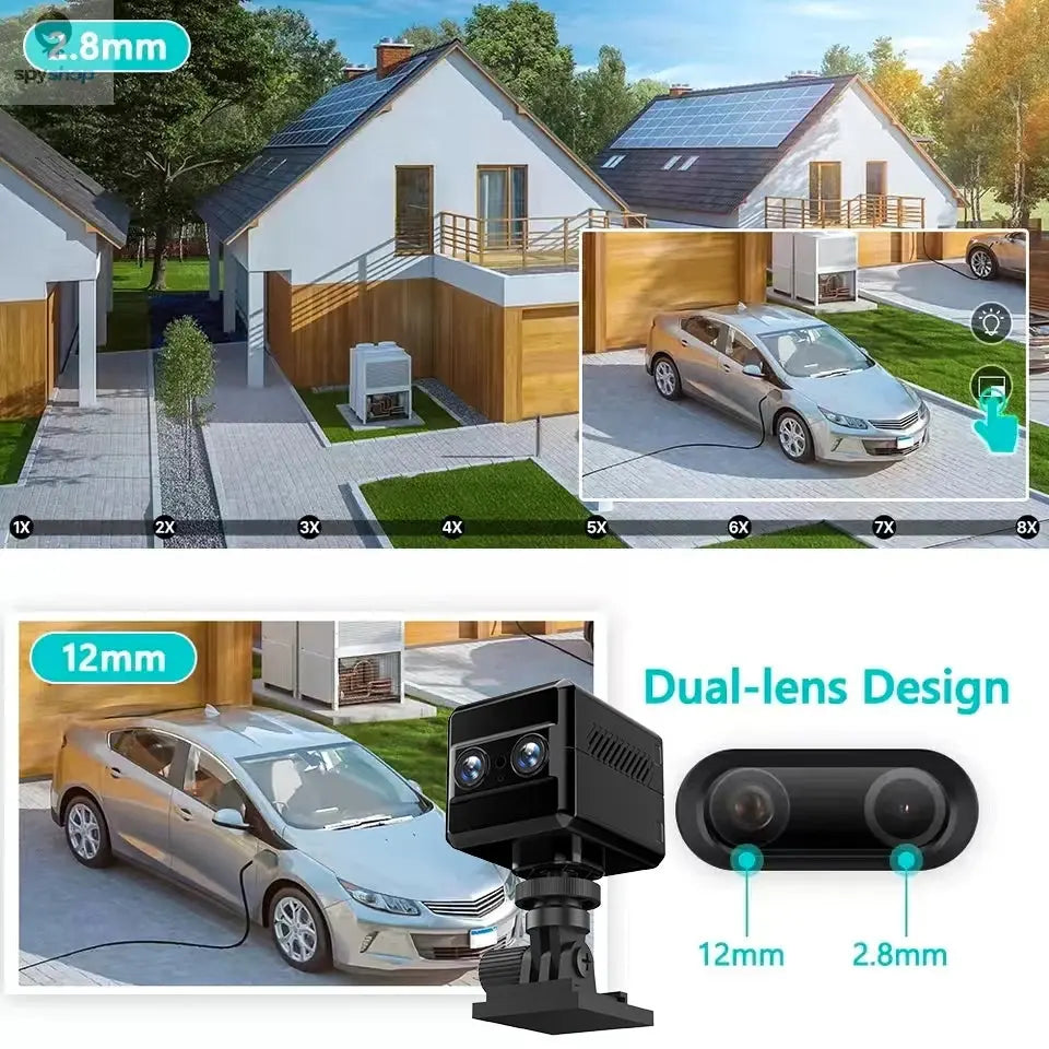 4G Sim Mini 4K Dual-Lens Camera 6X Zoom Motion Detection Night Vision 4000mAh Big Battery Two-Way Intercom Surveillance Spy-shop.com