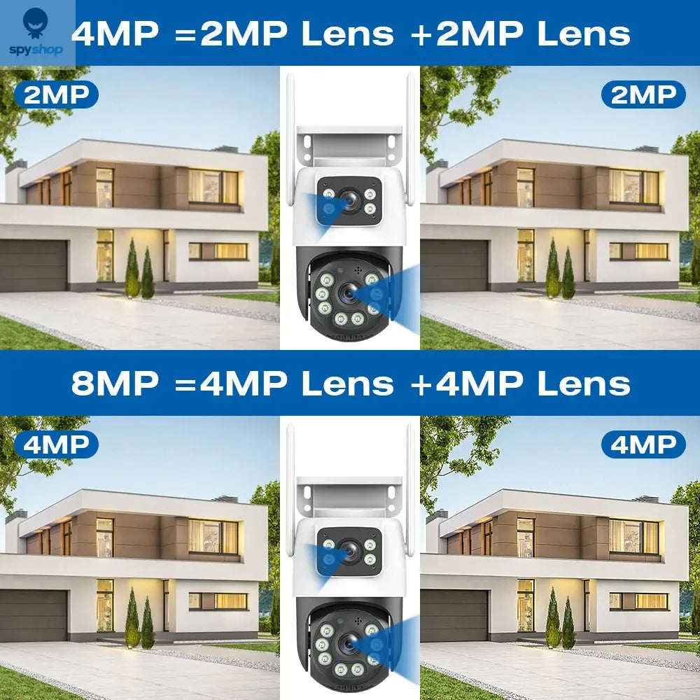 4K 8MP WiFi Surveillance Camera, Dual Lens, 4X Digital Zoom, AI Human Detect, ONVIF, Outdoor Security PTZ IP Cameras Spy-shop.com