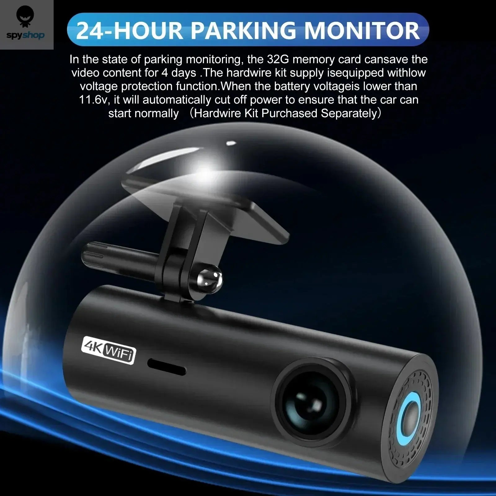 4K Car Dash Cam DVR Recorder Auto Recorder APP Control Black Box WIth WIFI Voice 24h Parking Monitoring function car accessories Spy-shop.com