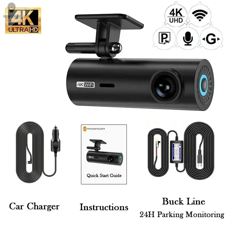 4K Car Dash Cam DVR Recorder Auto Recorder APP Control Black Box WIth WIFI Voice 24h Parking Monitoring function car accessories Spy-shop.com