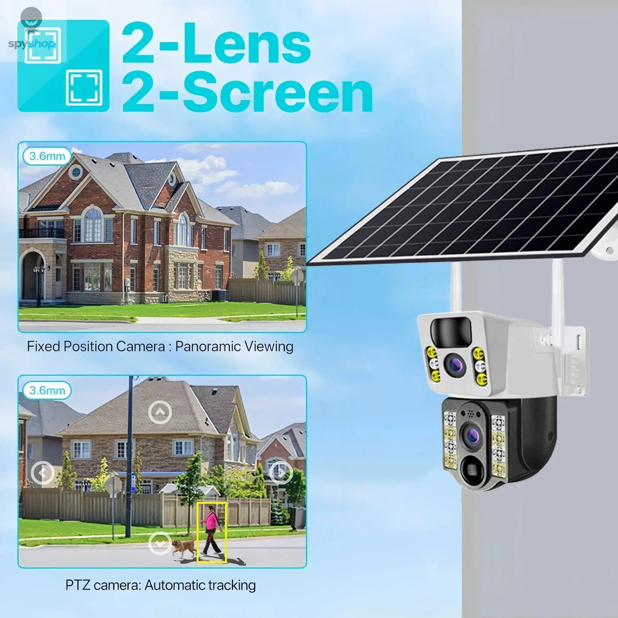 4K Solar Camera 4G SIM Card Dual Lens 8MP HD Night Vision IP CCTV Surveillance PTZ PIR Human Detection Alarm Waterproof Camera Spy-shop.com