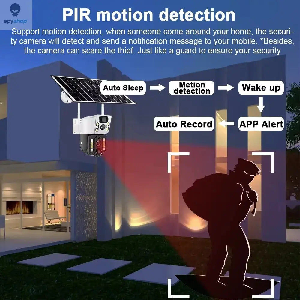 4K Solar Camera 4G SIM Card Dual Lens 8MP HD Night Vision IP CCTV Surveillance PTZ PIR Human Detection Alarm Waterproof Camera Spy-shop.com