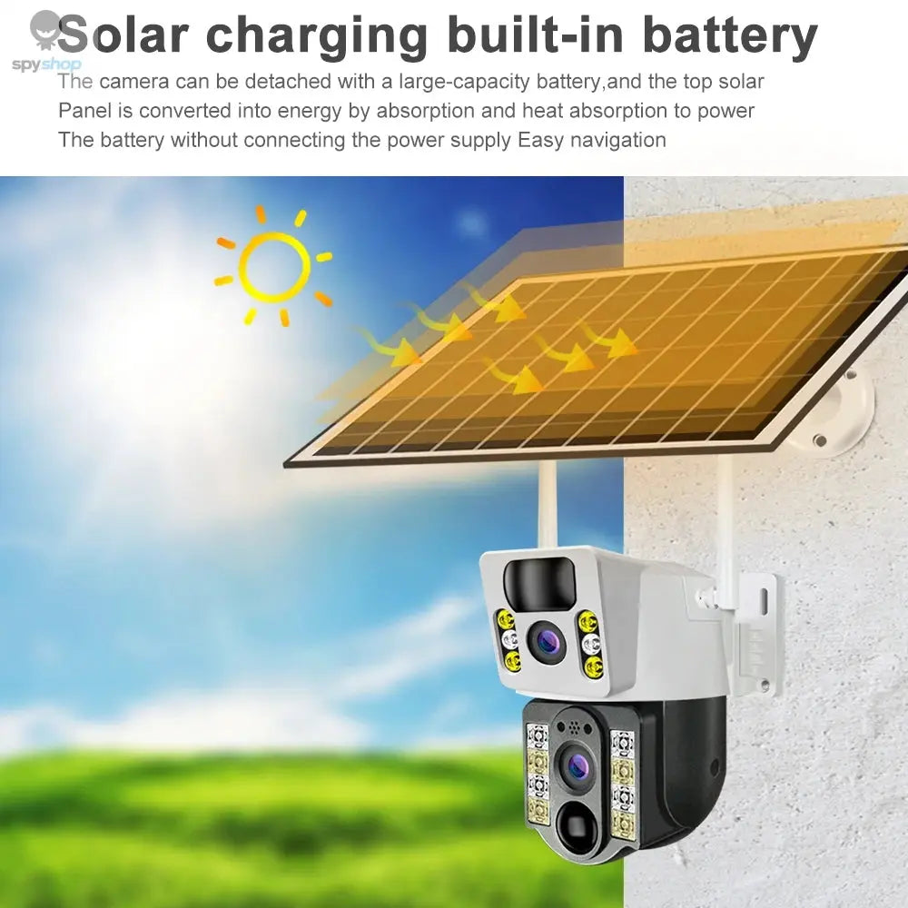 4K Solar Camera 4G SIM Card Dual Lens 8MP HD Night Vision IP CCTV Surveillance PTZ PIR Human Detection Alarm Waterproof Camera Spy-shop.com